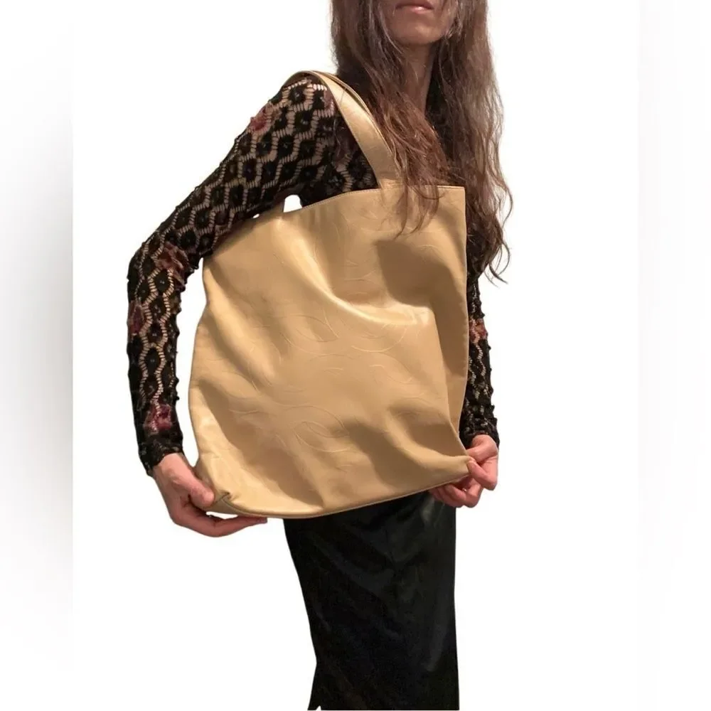 CHANEL Tan Tote Bag with Spacious Design